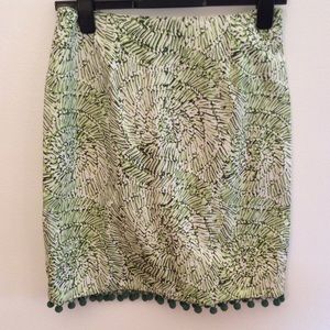 Etcetera green pattern skirt with Pom Pom …